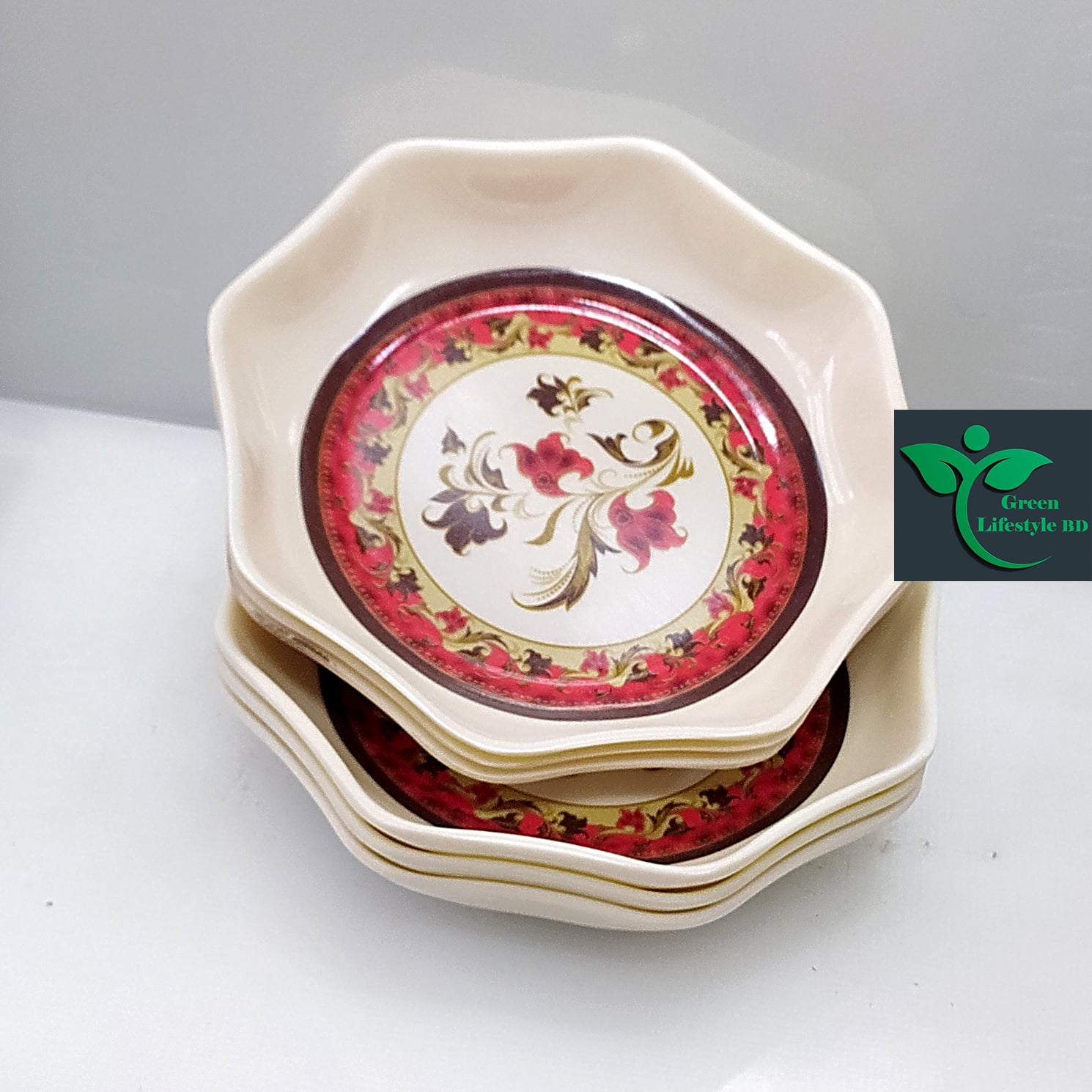 Picture of Melamine Half Plate 6 Piece Set (Size 5" Inches) mini size plate for Home and Office. - Multicolor