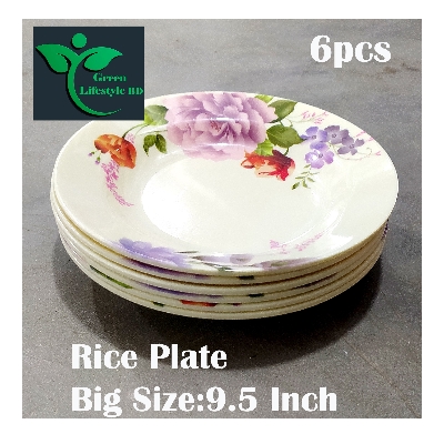 Picture of High quality 6 piece  Melamine plate 9.5 inch Big size Plate Multi design use for Home, Office, Restaurant and different Occasions - Cream