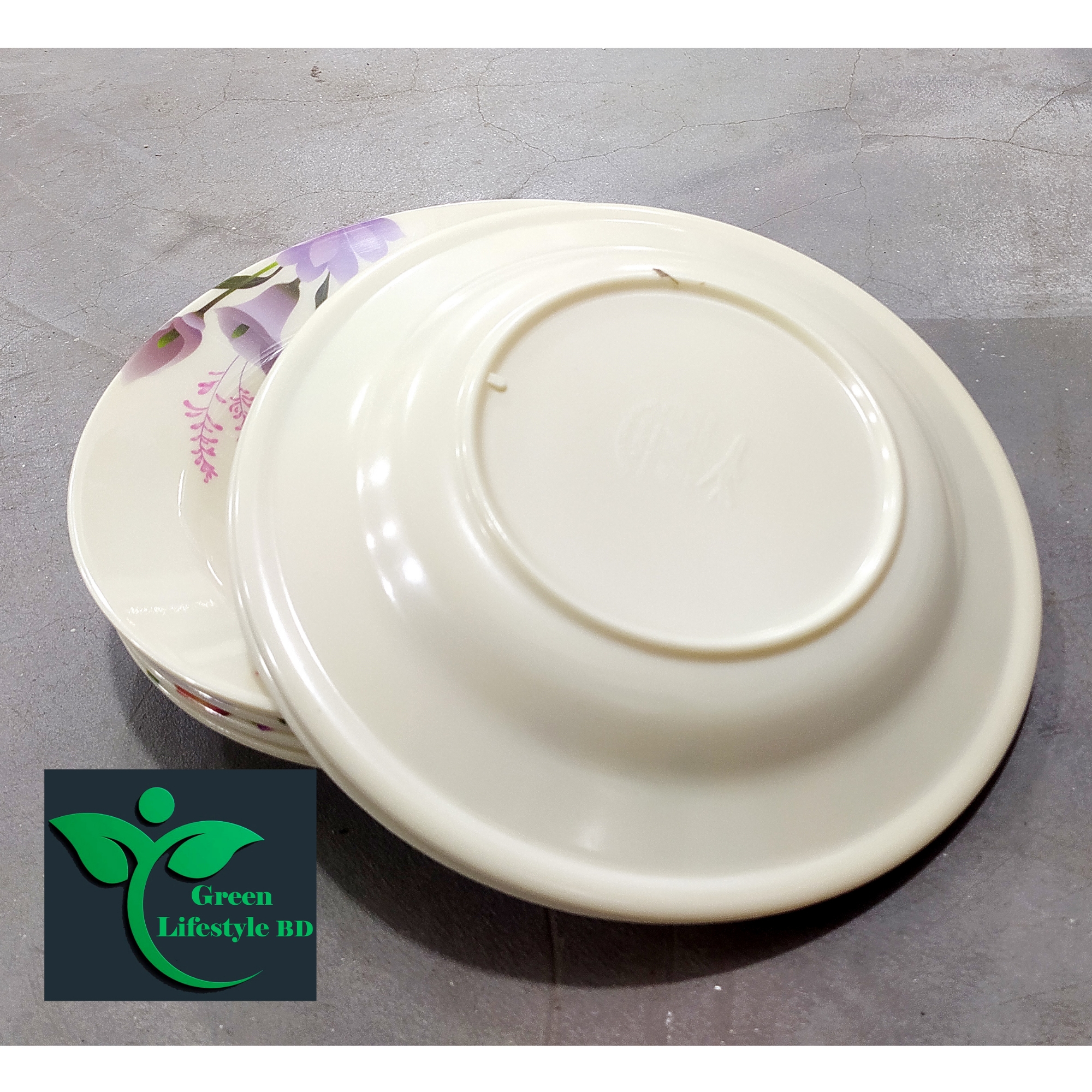 Picture of High quality 6 piece  Melamine plate 9.5 inch Big size Plate Multi design use for Home, Office, Restaurant and different Occasions - Cream