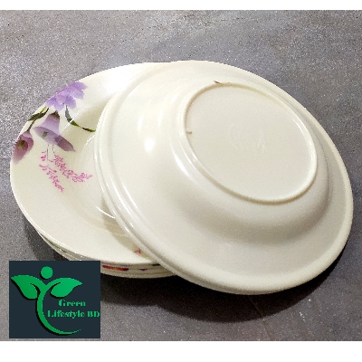 Picture of High quality 6 piece  Melamine plate 9.5 inch Big size Plate Multi design use for Home, Office, Restaurant and different Occasions - Cream