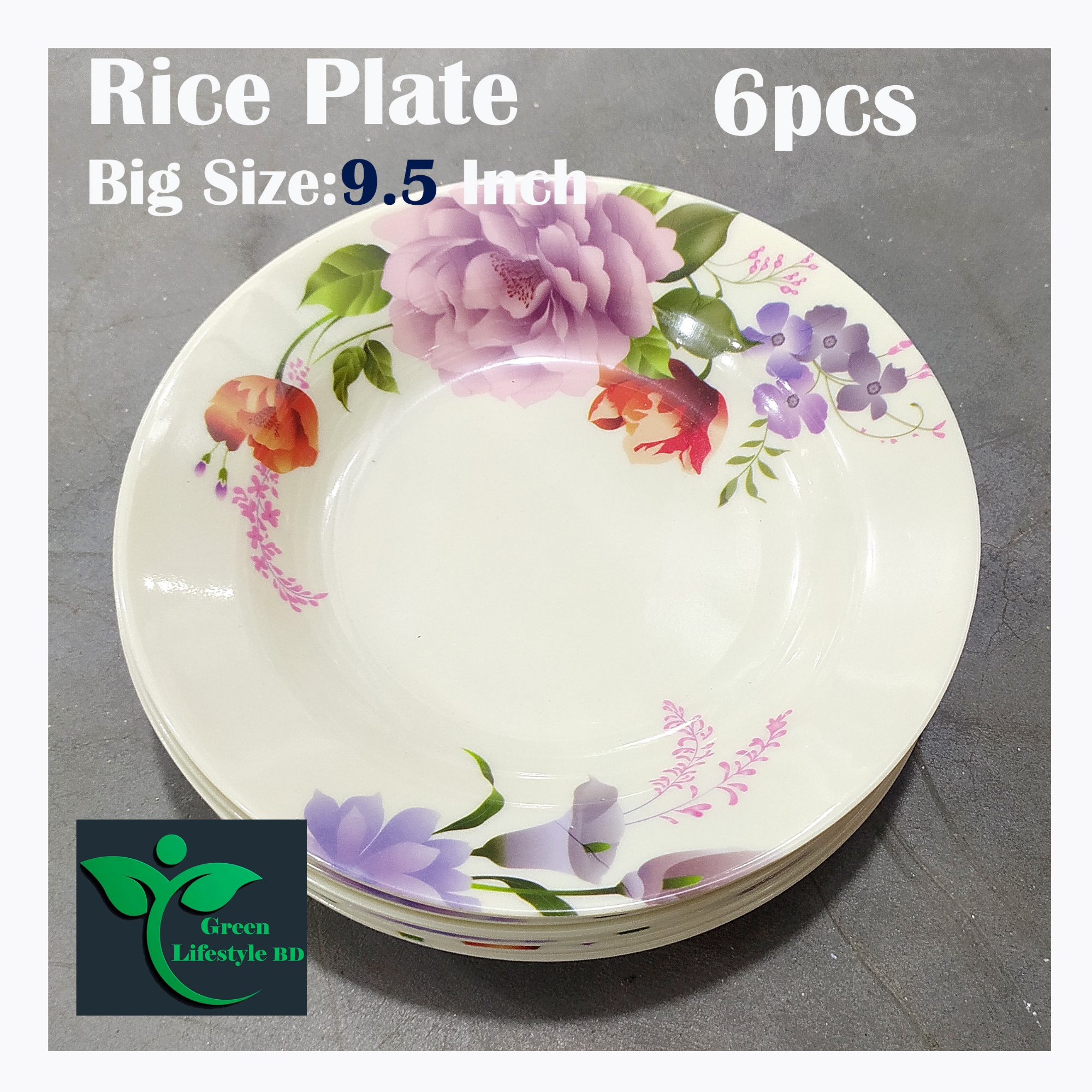 Picture of High quality 6 piece  Melamine plate 9.5 inch Big size Plate Multi design use for Home, Office, Restaurant and different Occasions - Cream
