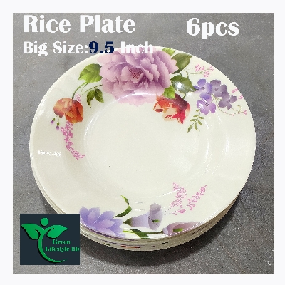 Picture of High quality 6 piece  Melamine plate 9.5 inch Big size Plate Multi design use for Home, Office, Restaurant and different Occasions - Cream