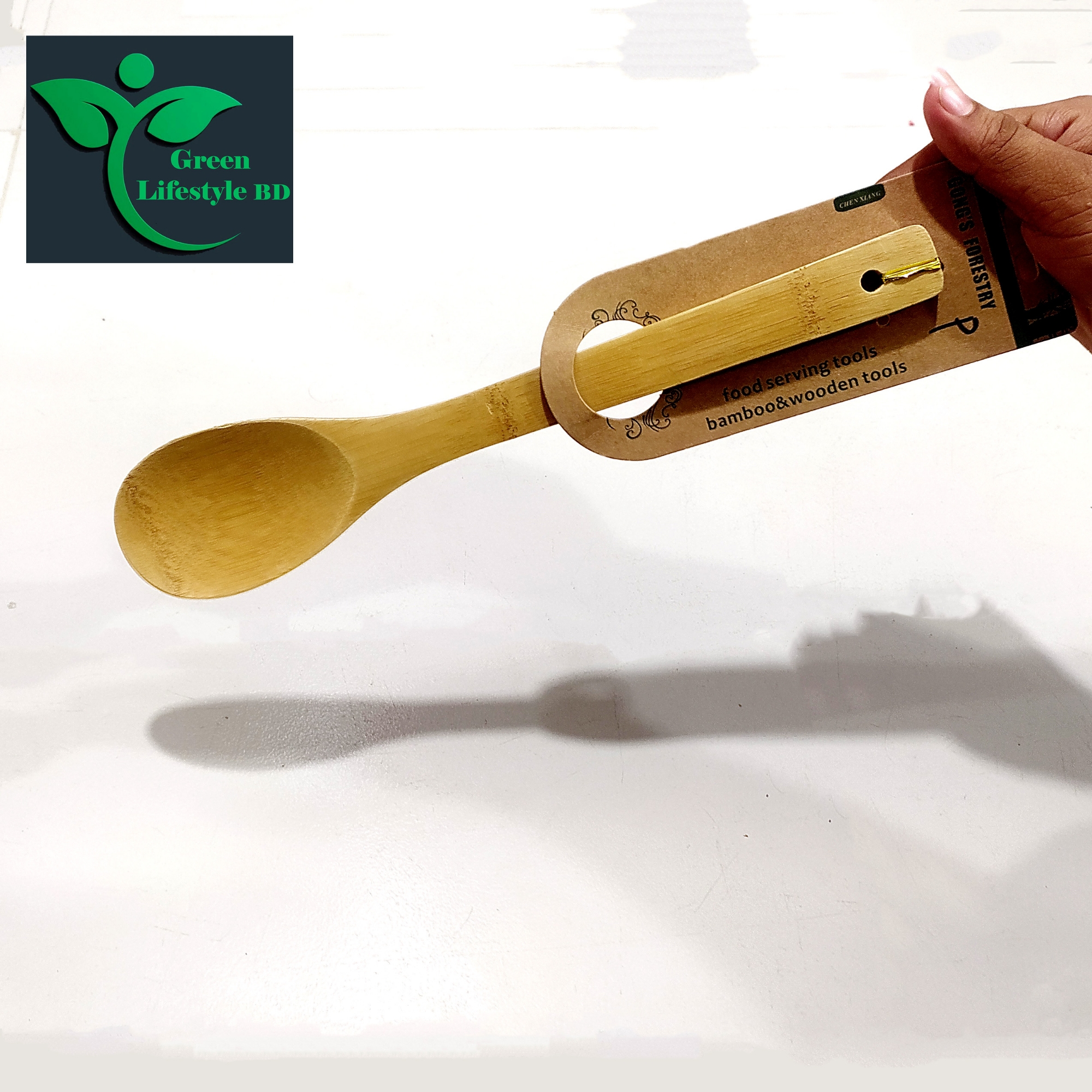Picture of Bamboo Serving Spoon 1 piece size 12 inch - Heat Resistant Soft Grip Spoon Handle, Bamboo Cooking And Baking - Multicolor