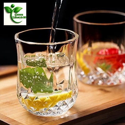 Picture of Elegant Diamond Design Glass Set – 6 Pcs for Juice, Coke & Sharbat | Perfect for Home & Office - Clear