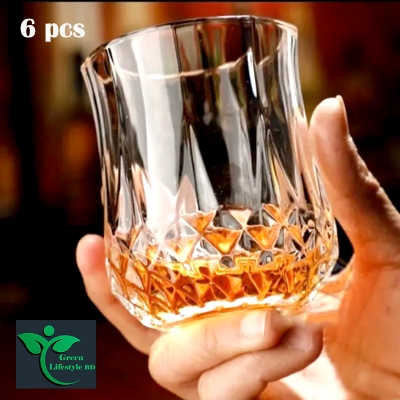 Picture of Elegant Diamond Design Glass Set – 6 Pcs for Juice, Coke & Sharbat | Perfect for Home & Office - Clear