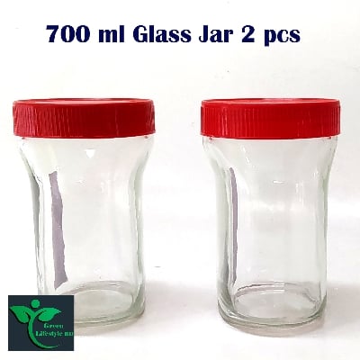 Picture of Unique quality  3 Pcs Glass Jar 700 ml for Kitchen & Dining. Glassware Food container with original cap - Clear 3pcs