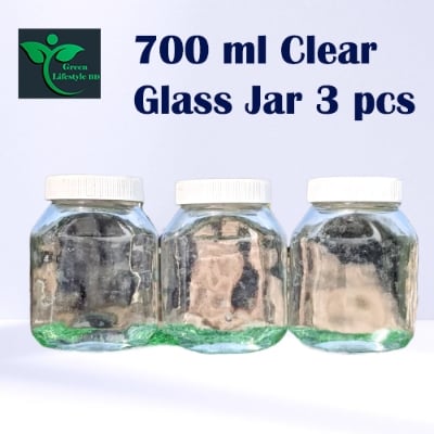 Picture of Unique quality  3 Pcs Glass Jar 700 ml for Kitchen & Dining. Glassware Food container with original cap - Clear 3pcs