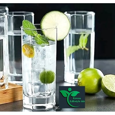 Picture of 8 Corner drinking Water Glass Set - Drink In Style 6-Piece Set Of Non-Reactive Transparent Glassware 325Ml For home and office - Clear