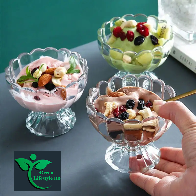 Picture of High-quality Restaurant Bar Clear Dessert Glass sets 6 pcs Pressed Ice Cream Glass Tumbler flower shaped Glass bowl - Clear