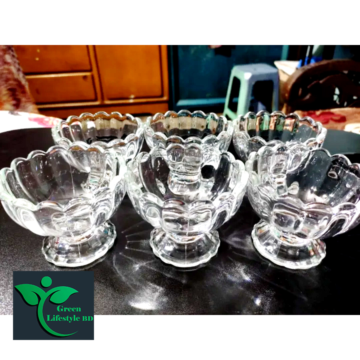 Picture of High-quality Restaurant Bar Clear Dessert Glass sets 6 pcs Pressed Ice Cream Glass Tumbler flower shaped Glass bowl - Clear