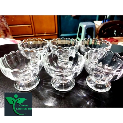 Picture of High-quality Restaurant Bar Clear Dessert Glass sets 6 pcs Pressed Ice Cream Glass Tumbler flower shaped Glass bowl - Clear