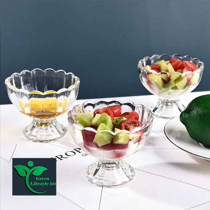 Picture of High-quality Restaurant Bar Clear Dessert Glass sets 6 pcs Pressed Ice Cream Glass Tumbler flower shaped Glass bowl - Clear