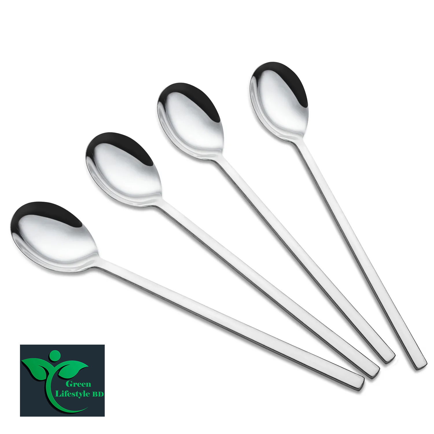 Picture of Stainless Steel 12 pcs Tea Stirring Scoops Ice Cream Coffee Spoon size 8-inch Portable Convenient Long Handle Kitchen Spoon - Silver