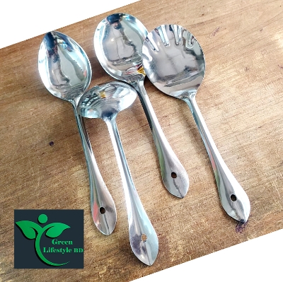 Picture of 4 Pcs Stainless Steel Cooking and Serving Spoon Ladle Set, 4-Pieces Kitchen Tool Set - Silver