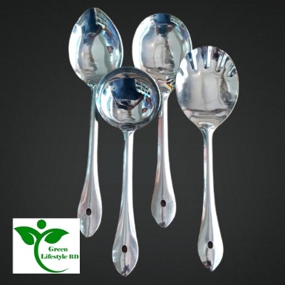 Picture of 4 Pcs Stainless Steel Cooking and Serving Spoon Ladle Set, 4-Pieces Kitchen Tool Set - Silver