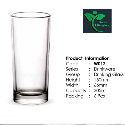 Picture of Crystal Clear Plain Drinking Glass Set 6 pcs 305 ml Drinking water Glass For Home and office