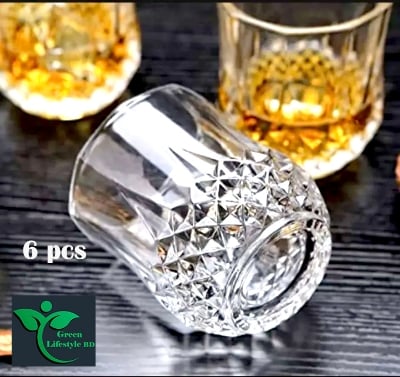 Picture of 6-Piece Diamond Pattern Glass Set – Ideal for Juice, Coke, Sharbat | Home & Office Use - Clear