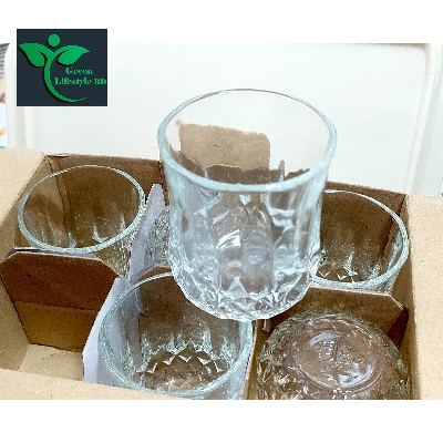 Picture of 6-Piece Diamond Pattern Glass Set – Ideal for Juice, Coke, Sharbat | Home & Office Use - Clear