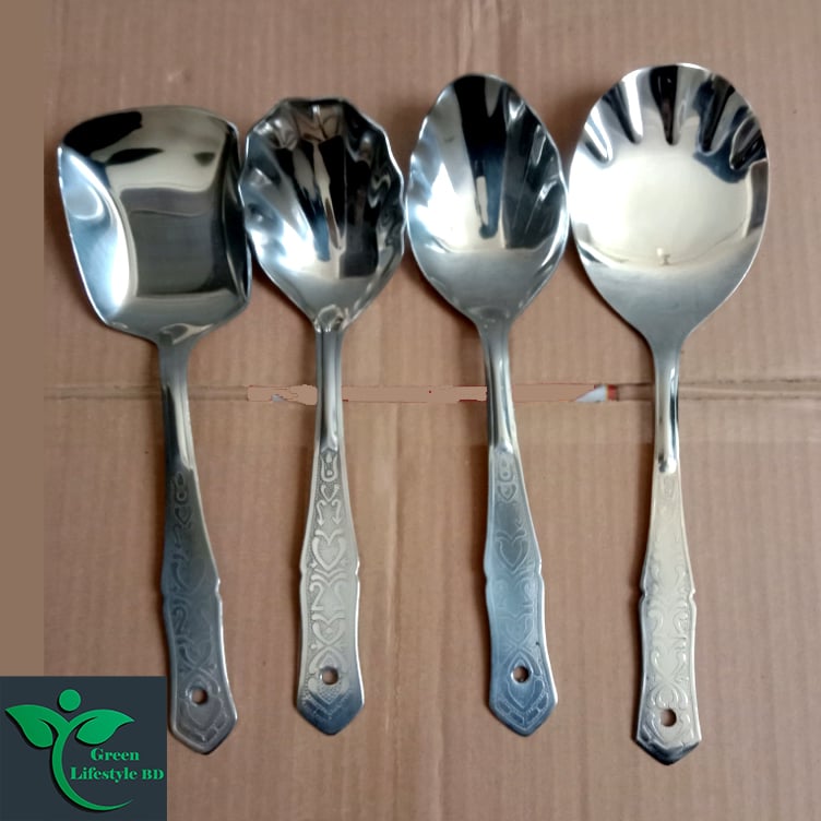 Picture of Stainless Steel Serving Spoon Set 4pcs – 10-Inch Elegant Spoons for Effortless Serving at Every Meal & Occasion - Silver 4 pcs Set