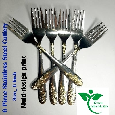 Picture of 6pcs Stainless Steel Cutlery Spoon Set – 6 Inch Elegant Multi-Design Spoons for Dining & Daily Use
