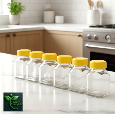 Picture of 6/12 Pcs Clear Glass Jar Set – 100ml Kitchen Storage Containers with New Cap, Perfect for Spices & Snacks