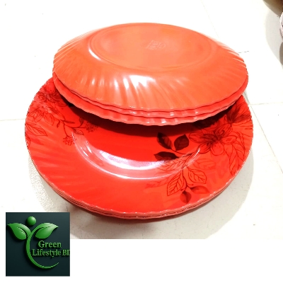 Picture of 4/6 Pcs High-Quality Melamine Plate Set – 11 Inch Large Plates, Multi Design for Home, Office & Restaurant Use