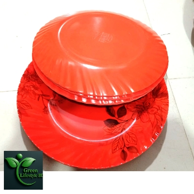 Picture of 4/6 Pcs High-Quality Melamine Plate Set – 11 Inch Large Plates, Multi Design for Home, Office & Restaurant Use