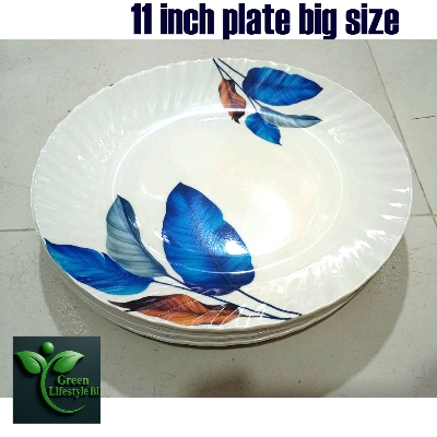 Picture of 4/6 Pcs High-Quality Melamine Plate Set – 11 Inch Big Size Plates, Multi Design for Home & Restaurant