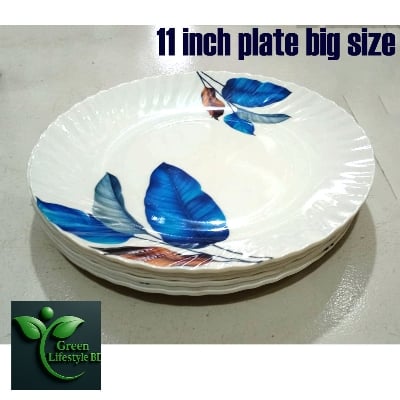 Picture of 4/6 Pcs High-Quality Melamine Plate Set – 11 Inch Big Size Plates, Multi Design for Home & Restaurant