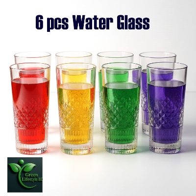 Picture of 6 Pcs Heavy Drinking Water Glass Set – Tall Everyday Glassware for Home & Dining (N205T) - 6 Pcs Glass