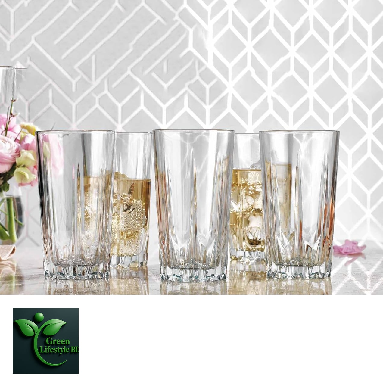 Picture of Nasir Diamond Cut Glass Set (N50T) – 6 Pcs Bar Tumblers for Water, Juice, Beer & Cocktails - 6 Pcs Glass