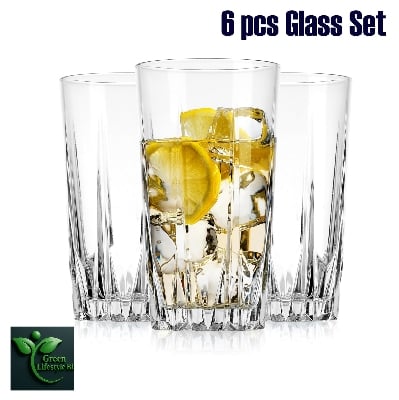 Picture of 6 Pcs Nasir Diamond Cut Drinking Glass Set (N50T) – Premium Tumblers for Bar, Juice & Cocktails - 6 Pcs Glass