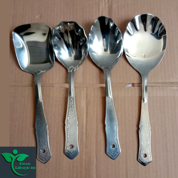 Picture of 4 Pcs Stainless Steel Serving Spoon Set – 10 Inch Durable & Stylish Kitchen Serving Tools -  Silver 4 pcs Set