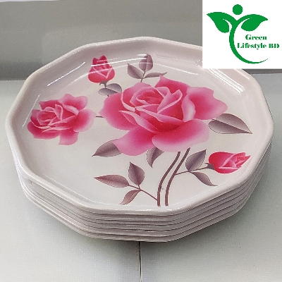 Picture of 7 Inch Melamine Half Plate Set – 6 Pcs Multi Design Print for Home & Office Dining - Multicolor