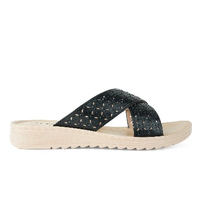 Picture of Nino Rossi Women's Cross Strap Sandal Black