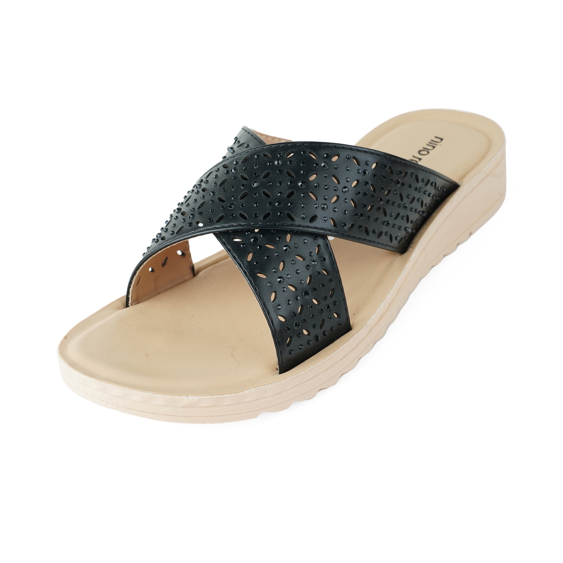 Picture of Nino Rossi Women's Cross Strap Sandal Black