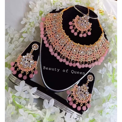 Picture of Ladies Fashion Popular Crystal Necklace Heart Love Chain Necklaces & Pendants For Women 2022 Gifts Love Drift Bottles Necklace - Pink