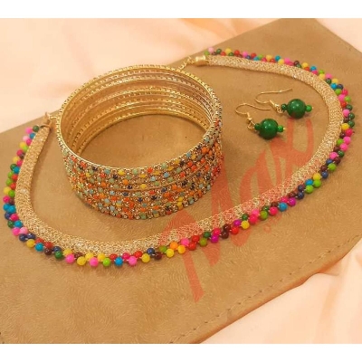 Picture of Colourfull Fashionable Bangles + necklace for women