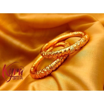 Picture of Golden  Colour Indian  Unique Design Fashionable Bangles for women -2 pc - Gold