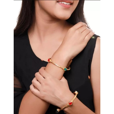 Picture of Silver Colour  Fashionable Bangles for women -2 pesc - Gold