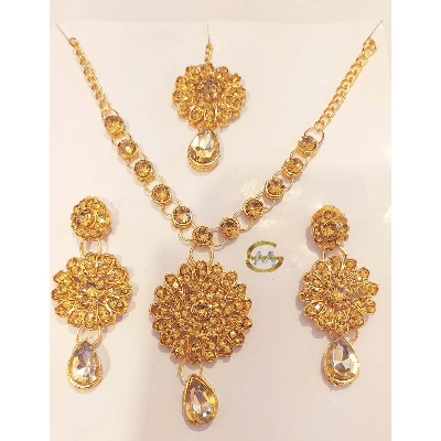 Picture of Stone Metal Necklace Jewelery Set for Women - Gold