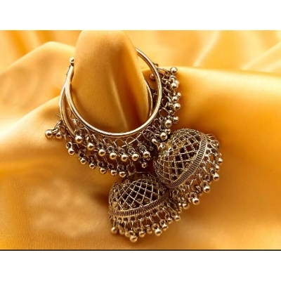 Picture of Gold Plated Jhumkas for Women - Silver