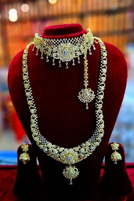 Picture of Royal Diva 100% Indian Bridal Jewelry Set for Women – Premium Gold Plated Necklace, Choker & Earrings