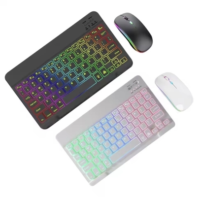 Picture of RGB Backlit Wairless Bluetooth Kyeboard and Mouse Set High Quality Build Material For Laptop Pc Smartphone Tablet & all Smart Device