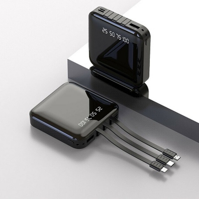 Picture of 20000mAh Smart Mini Power Bank Built-in 4 Cables Fast Charging Backup External Battery