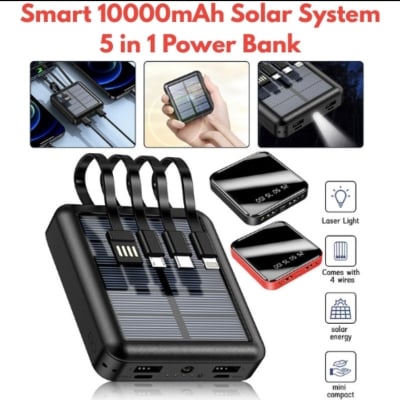 Picture of Smart 10000mAh Solar System Power Bank With Type B Type C Lightning Port & USB Port Supported High Quality