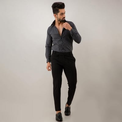 Picture of Black Premium Casual Gabardine Pant