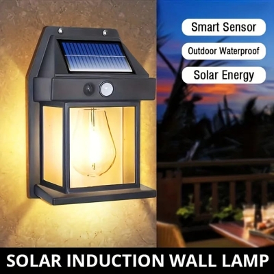Picture of New Outdoor Solar Wall Lamp,Solar Tungsten Wall Light, Motion Sensor Wall Lights,Solar Tungsten Wall Light Motion Sensor LED Wall Sconce IP65 Waterproofs Solar Securitys Light (Black+Black)