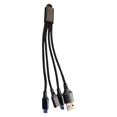 Picture of 5 In 1 Mini Usb Charging Cable With Key Chain Charger For Smartphone , Power Bank And PC Data Transfer High Quality First Chirging Supported Cable Type a, Type B, Type C, Lightning, USB Port