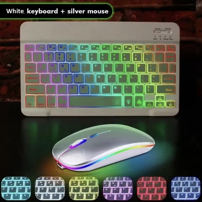 Picture of RGB Backlit Wairless Bluetooth Kyeboard and Mouse Set High Quality Build Material For Laptop Pc Smartphone Tablet & all Smart Device